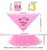 KUTKUT Dog Birthday Bandana | Tutu Skirt, Crown Hat 0-8 Figure Pet Happy Birthday Triangle Scarf | Let's Pawty Banner and 10 Pieces 10 Inch Paw Print Balloons for Pet (Pink) - kutkutstyle